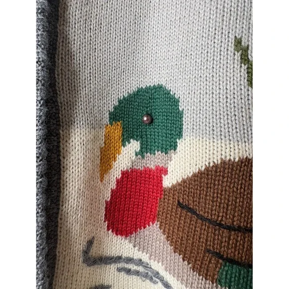 Vtg Rangley L Mallard Duck Scenic Cardigan Sweater Wool Blend grandpacore Read - Picture 3 of 13